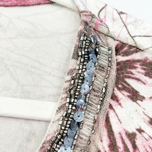 Catherines Womens Lagenlook Beaded‎ Sequin Velvet Batwing Floral Blouse Top 2X - Picture 7 of 8